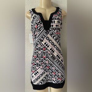 White House Black Market Geometric Midi Dress - Black, Red, Cream party